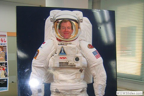 Wayne - JAXA Wayne wears spacesuit